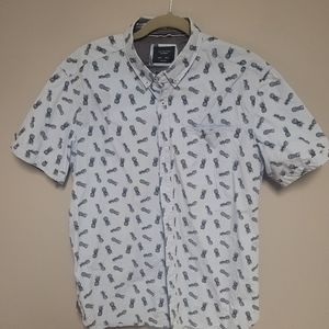 Blue pineapple print button down